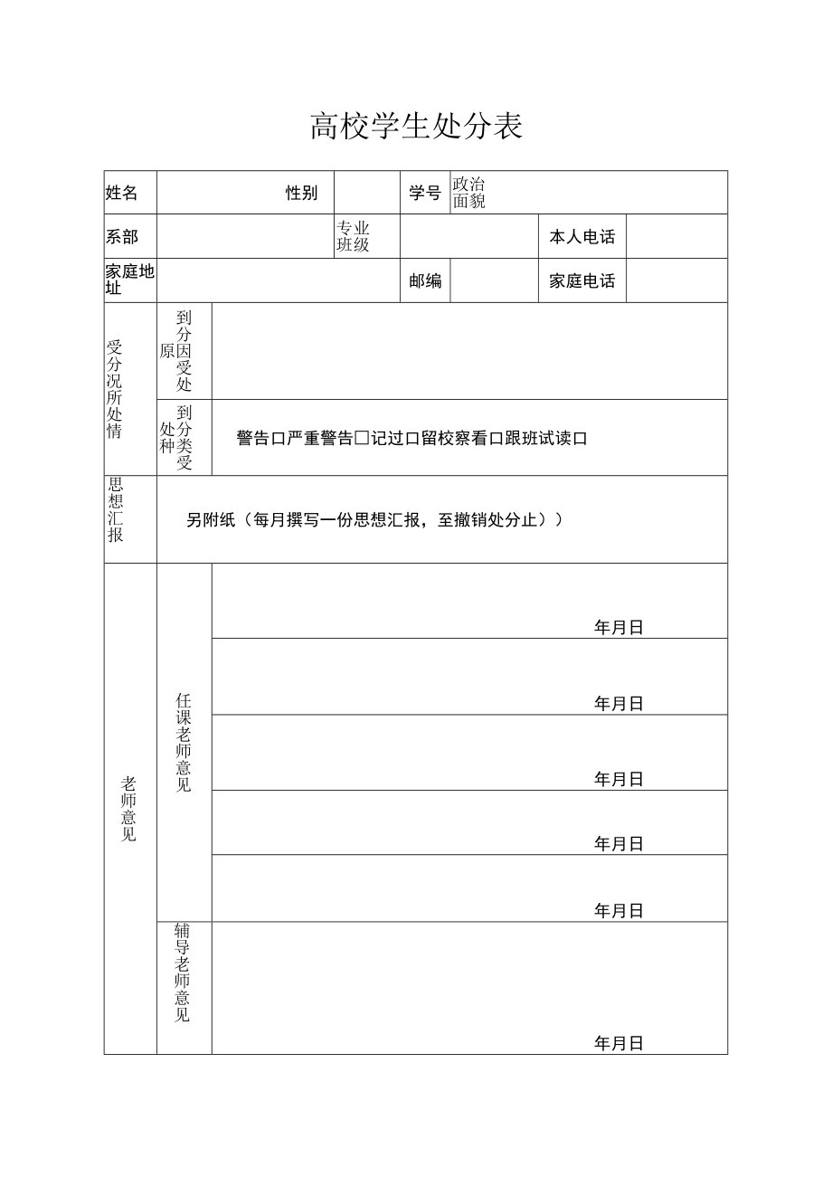 高校学生处分表.docx_第1页