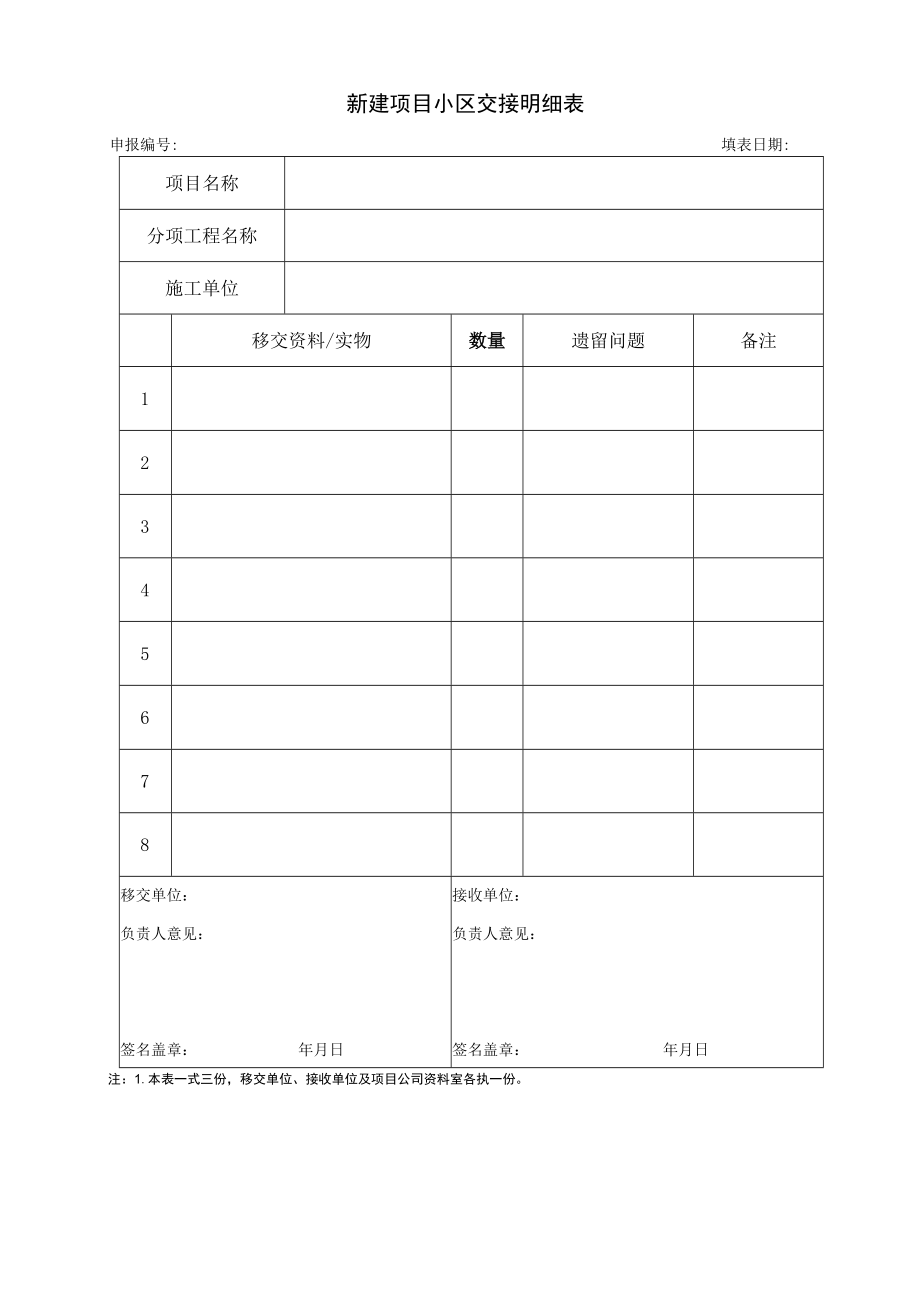 新建项目小区交接明细表.docx_第1页