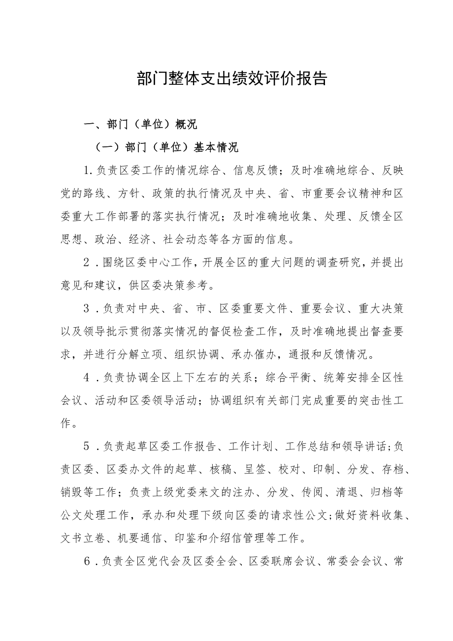 部门整体支出绩效评价报告.docx_第1页