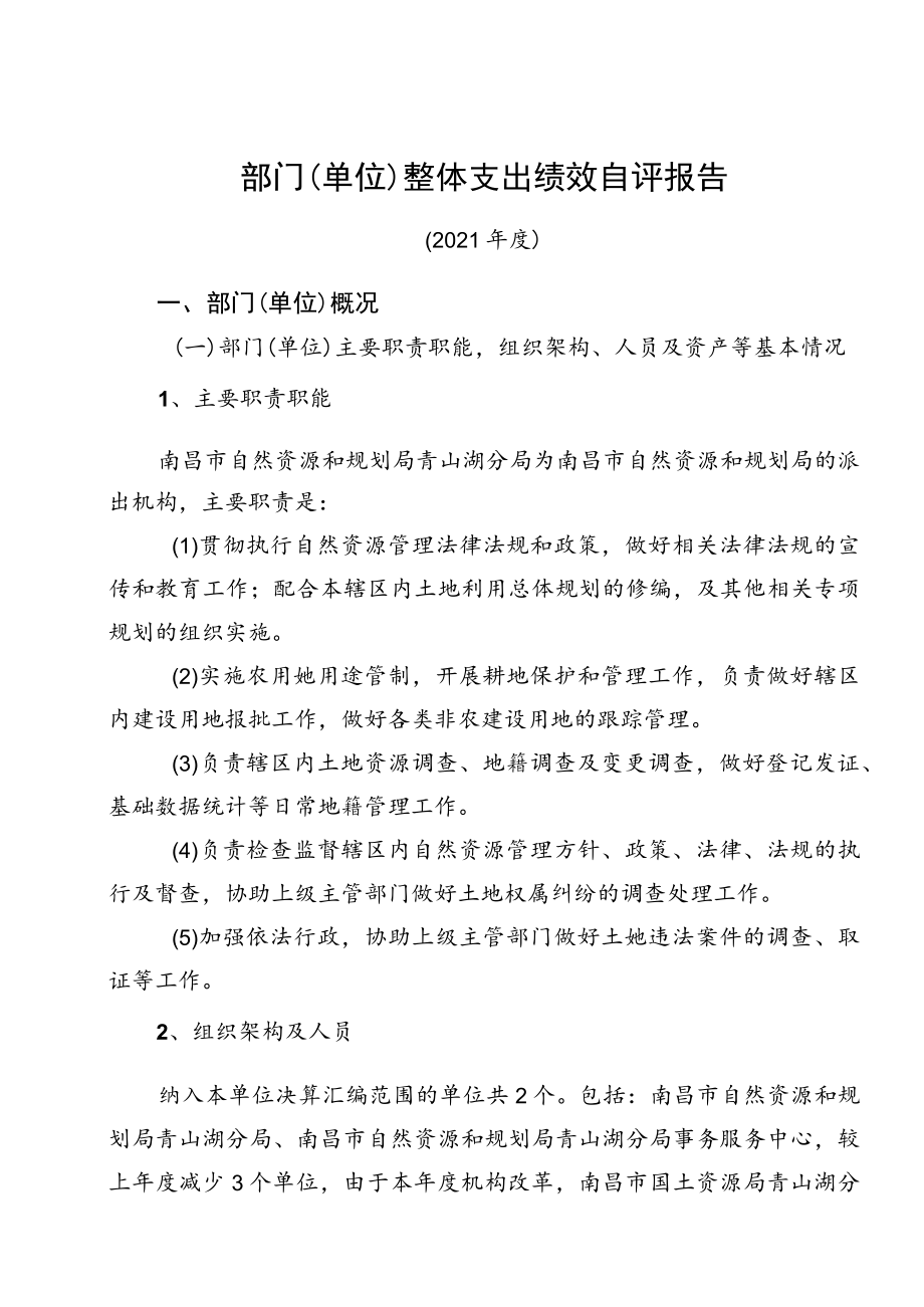 部门单位整体支出绩效自评报告.docx_第1页