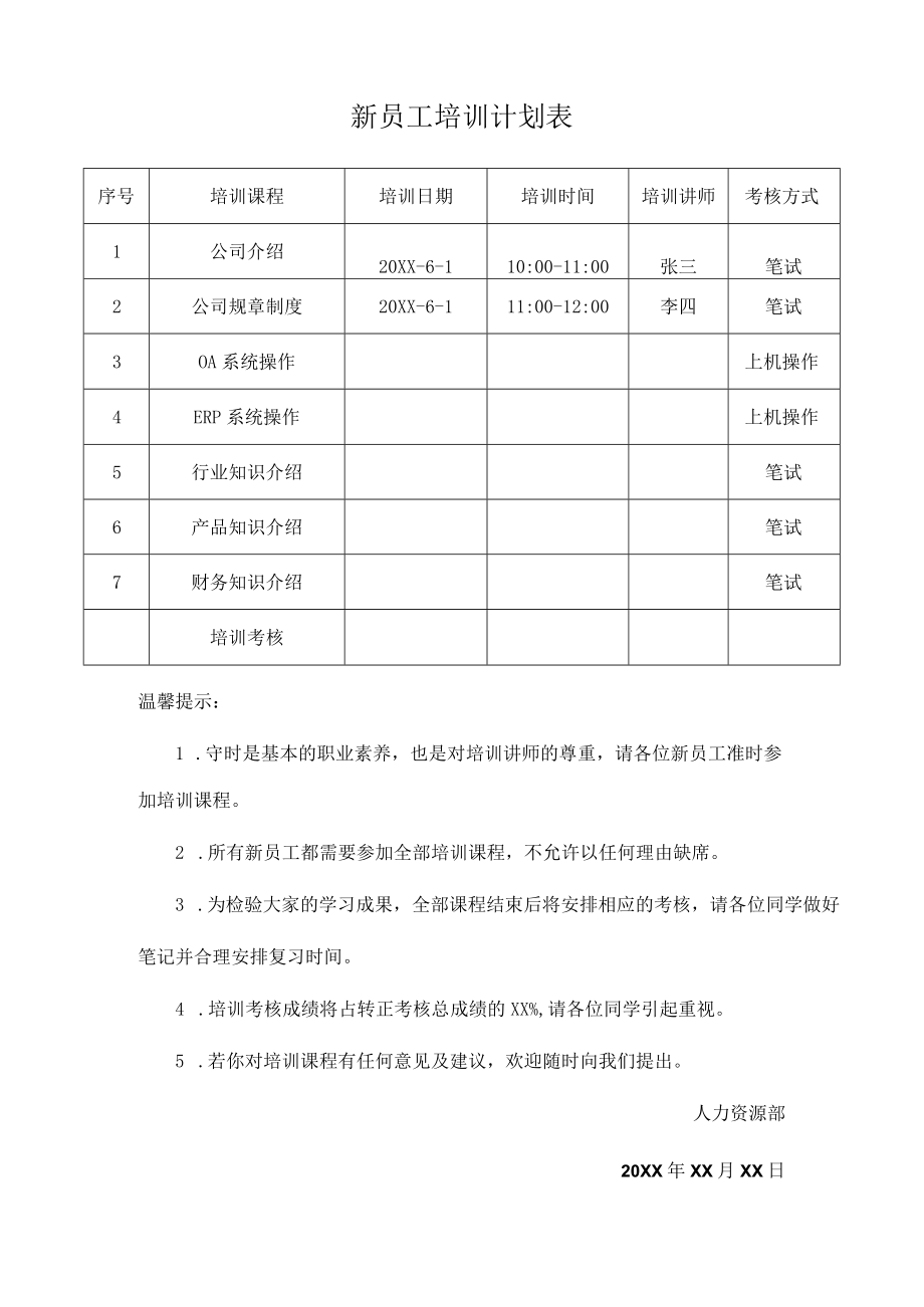 新员工培训计划表.docx_第1页