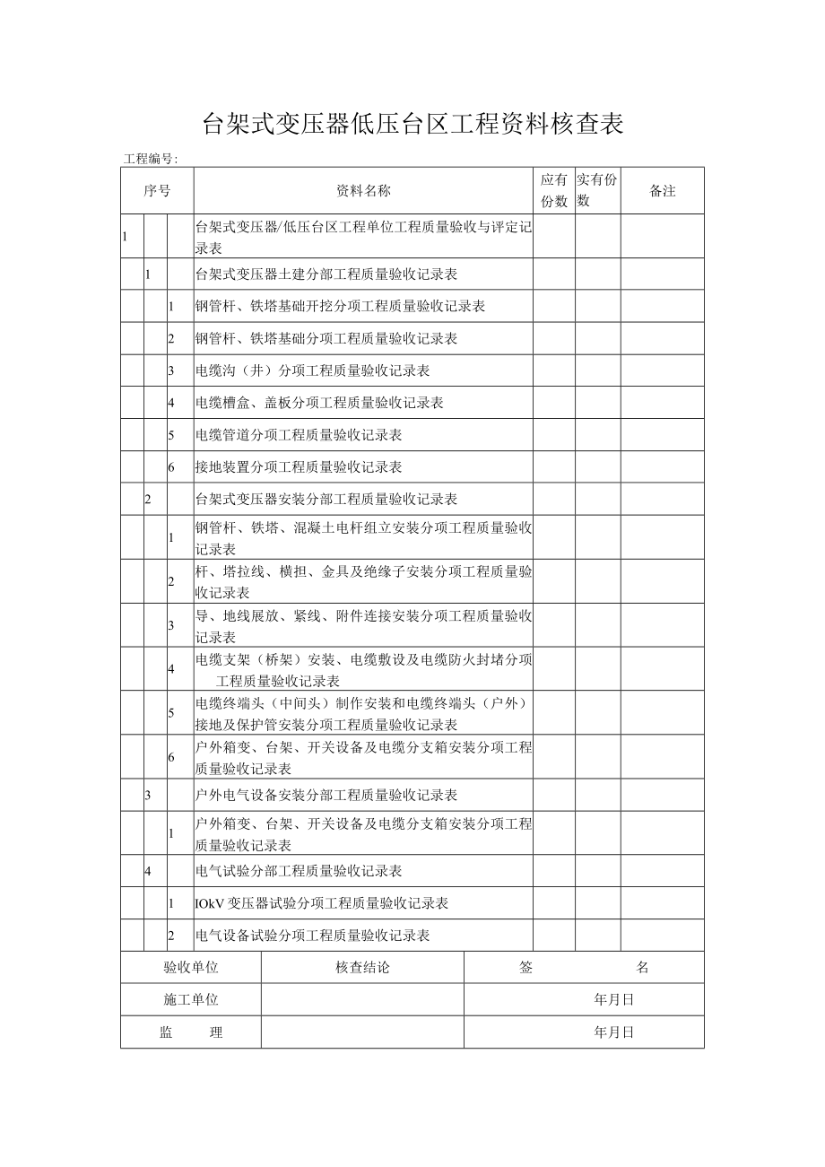 工程资料核查表.docx_第1页