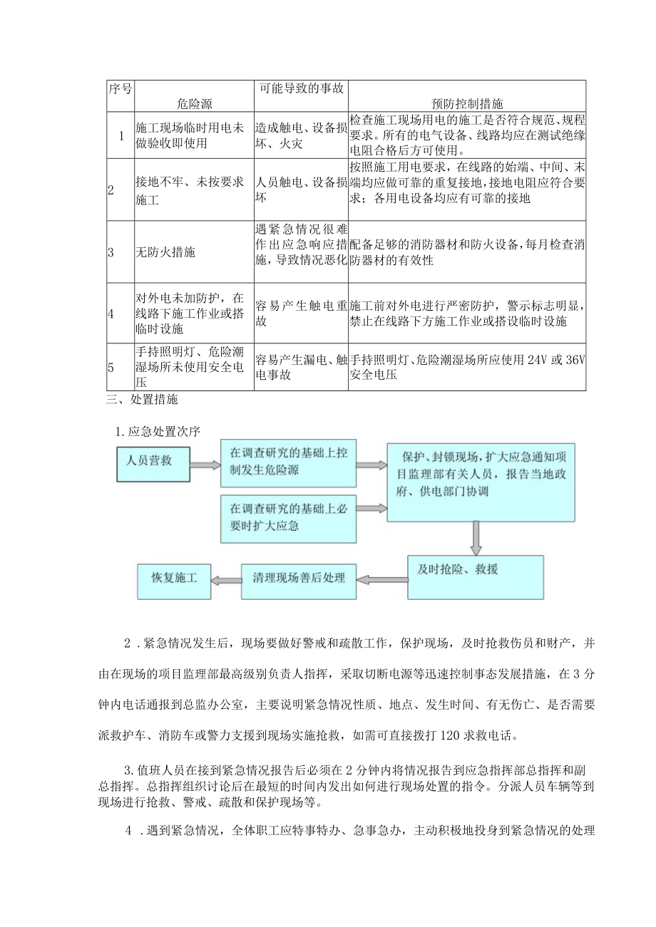 通信工程建设监理公司施工用电安全事故预防处理措施.docx_第2页