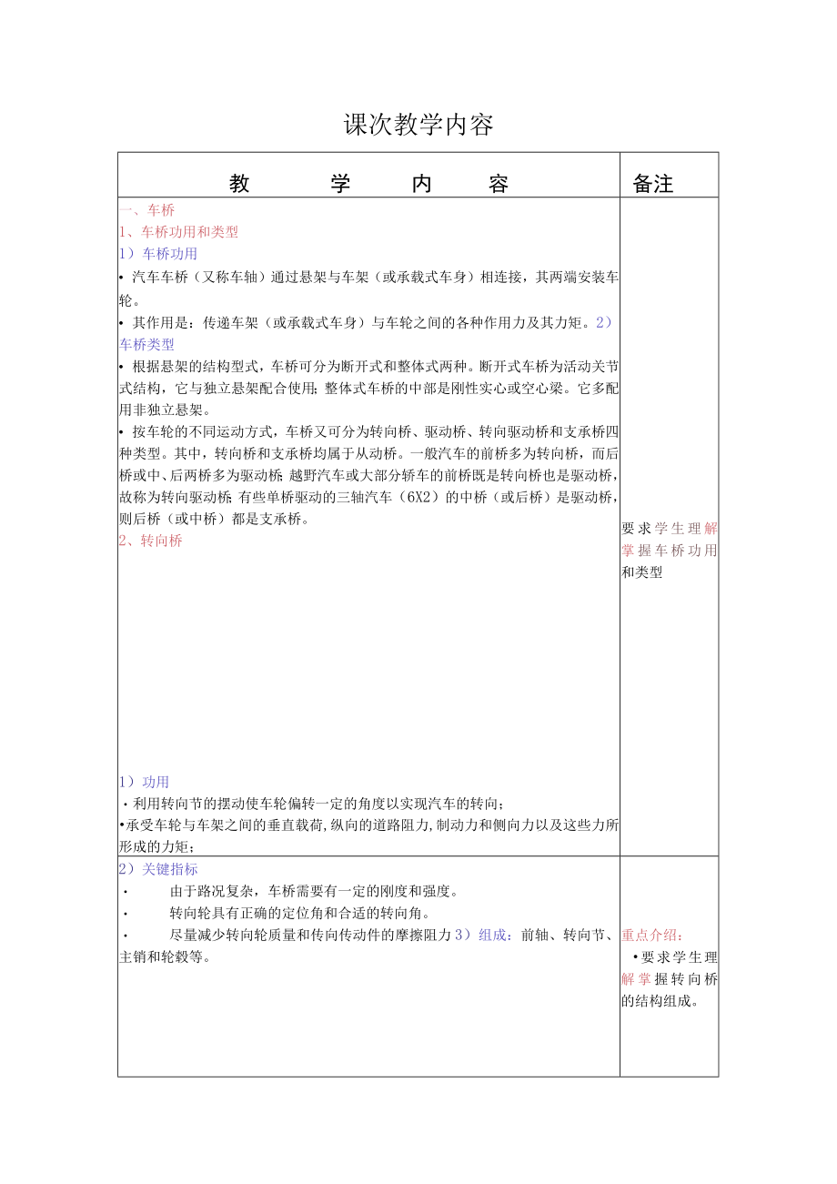 汽车底盘构造与维修教案——车桥和车轮.docx_第2页