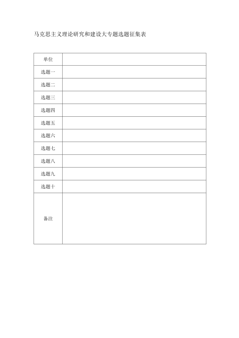 马克思主义理论研究和建设大专题选题征集表.docx_第1页