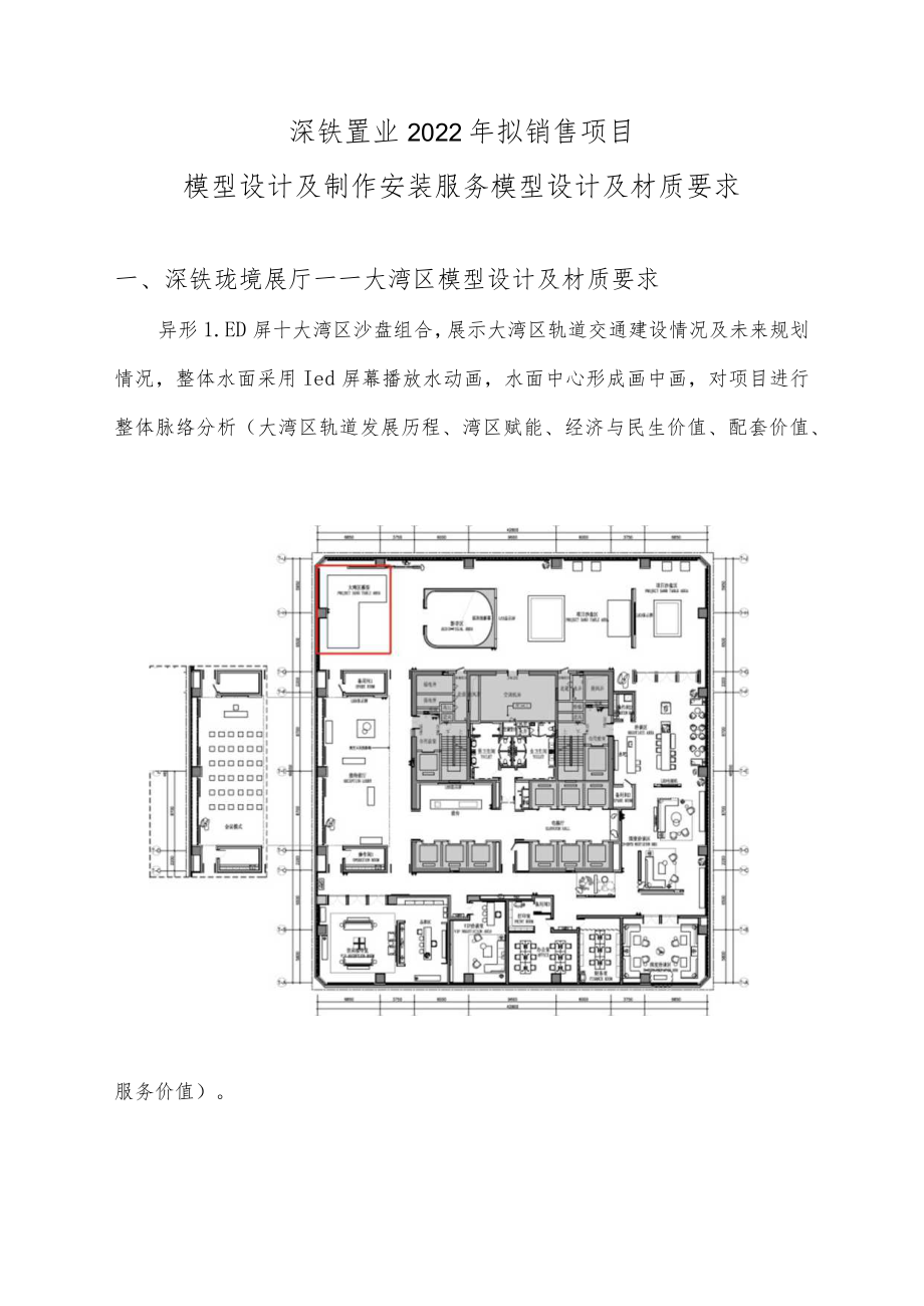 深铁置业2022年拟销售项目模型设计及制作安装服务模型设计及材质要求.docx_第1页