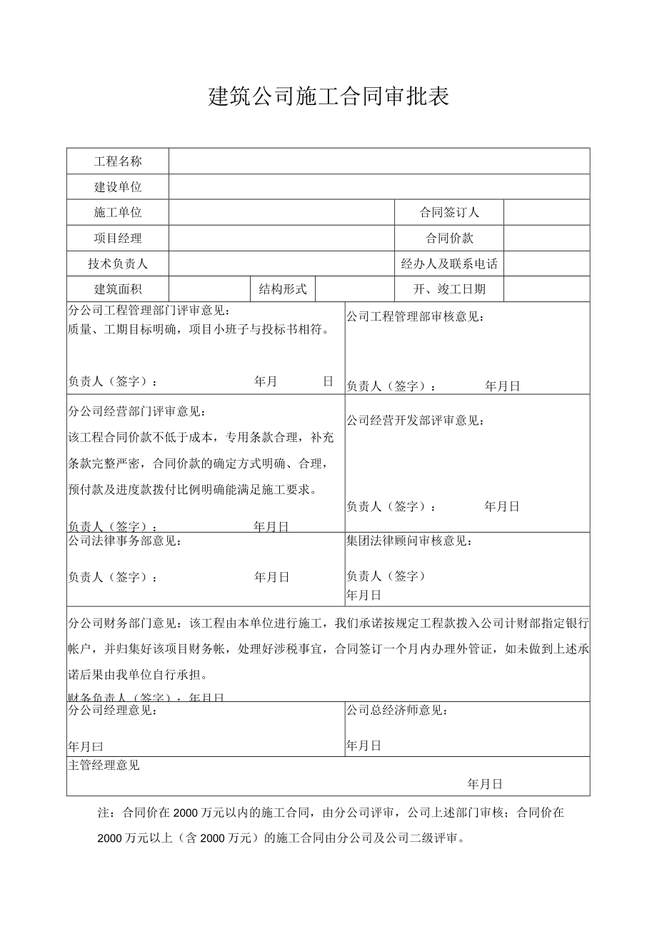 建筑公司施工合同审批表.docx_第1页