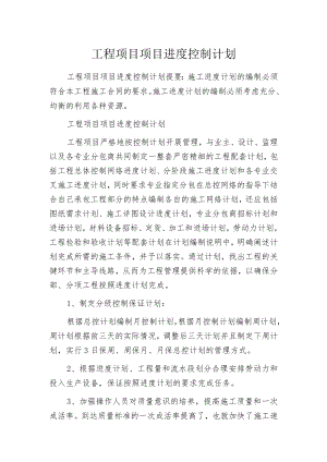 工程项目项目进度控制计划.docx