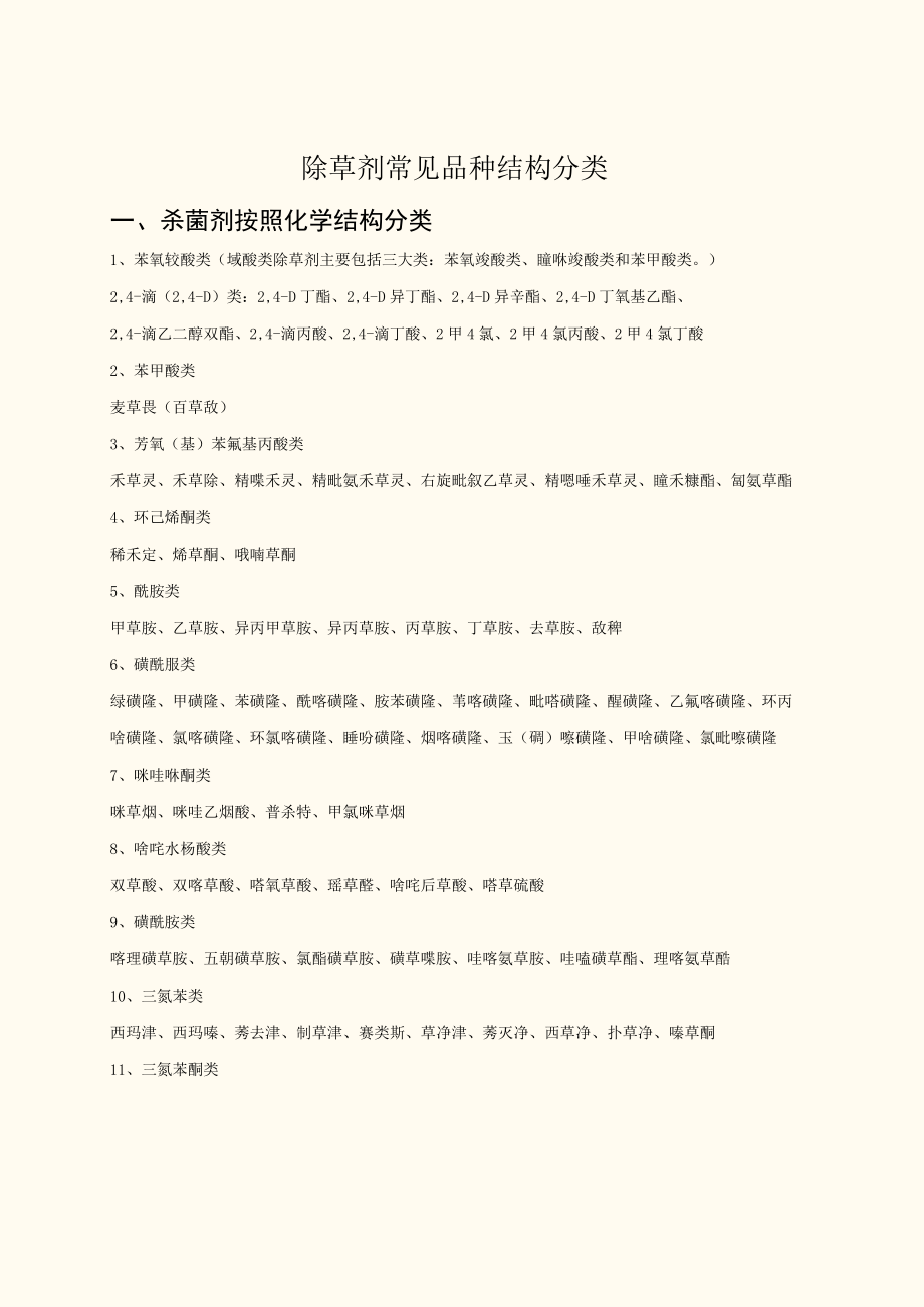 除草剂常见品种结构分类.docx_第1页