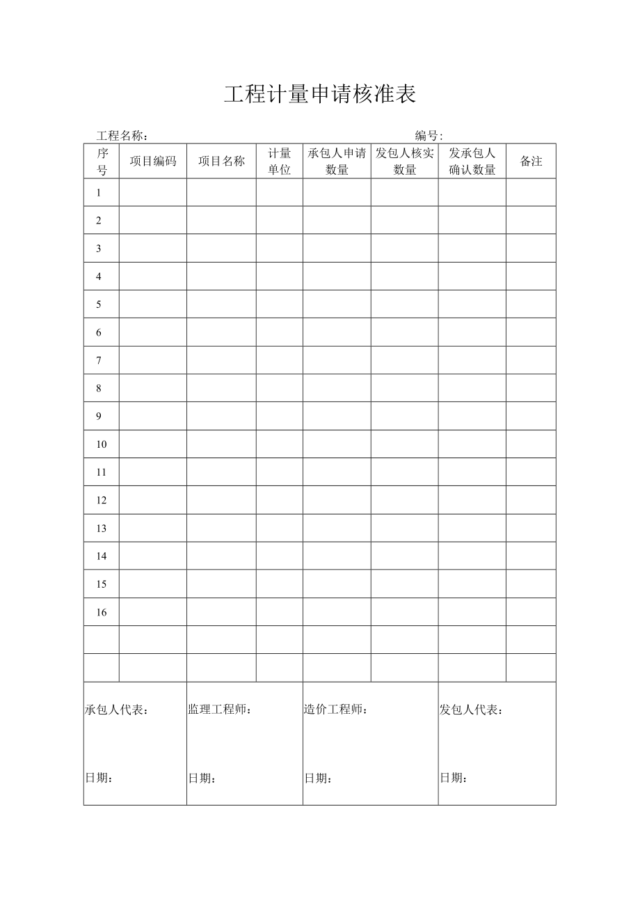 工程计量申请核准表.docx_第1页