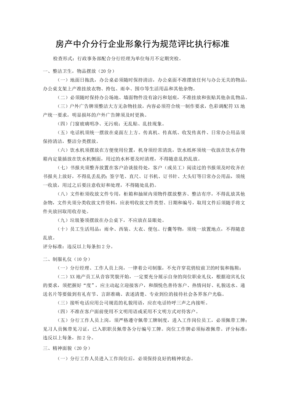 房产中介分行企业形象行为规范评比执行标准.docx_第1页