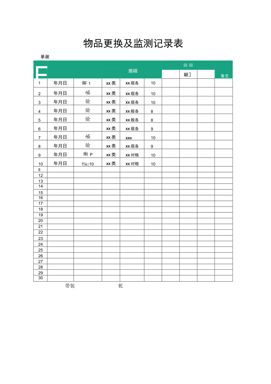 物品更换及监测记录表.docx_第1页