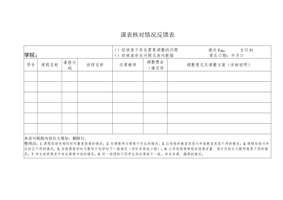 课表核对情况反馈表.docx_第1页