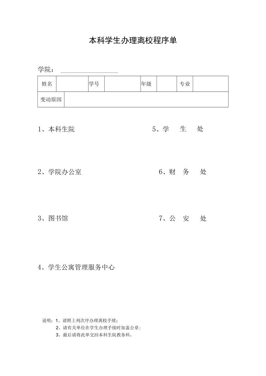 本科学生办理离校程序单.docx_第1页