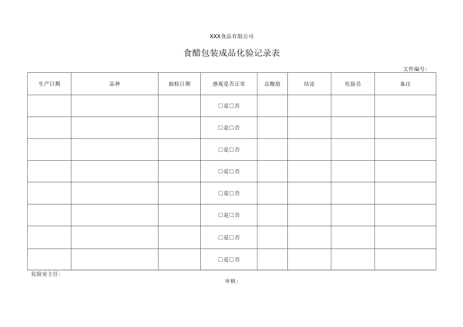 食醋包装成品化验记录表.docx_第1页