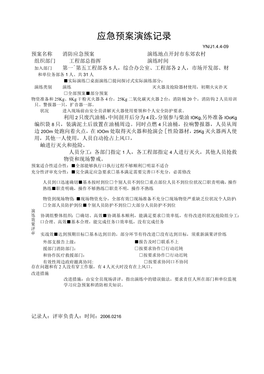 应急预案演练记录表.docx_第1页