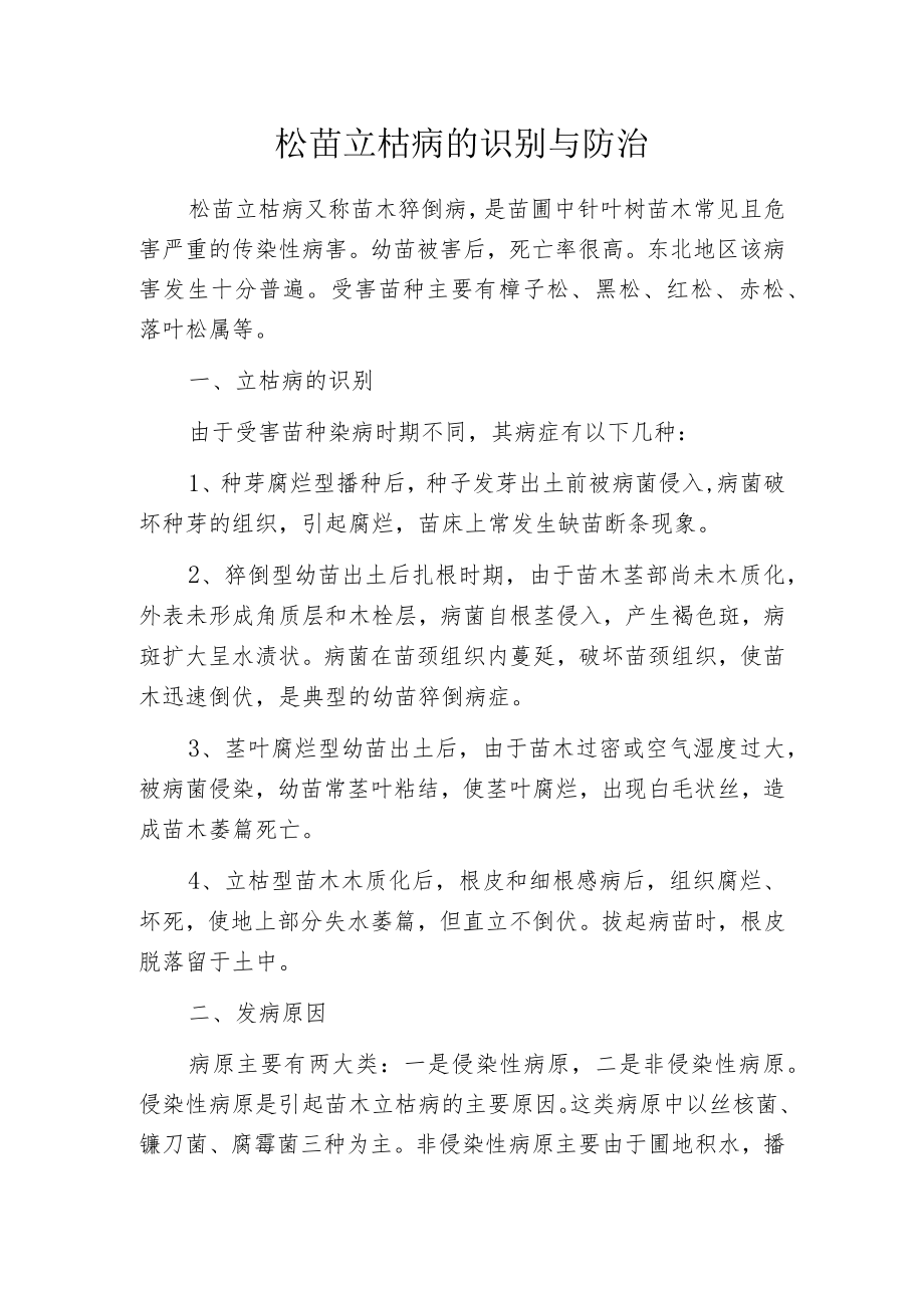 松苗立枯病的识别与防治.docx_第1页