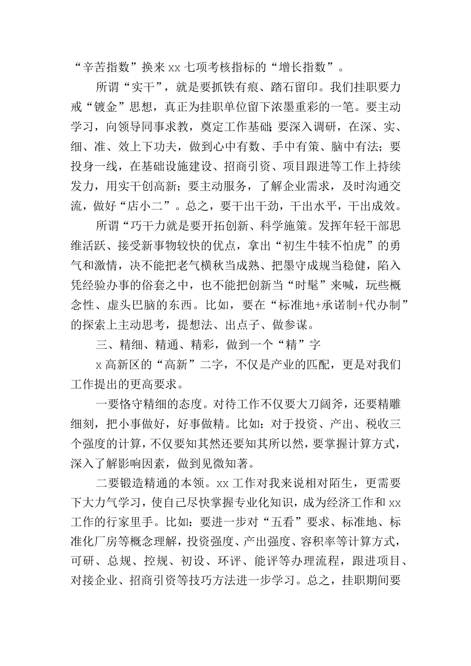 到高新区挂职干部座谈会经验交流发言材料.docx_第2页