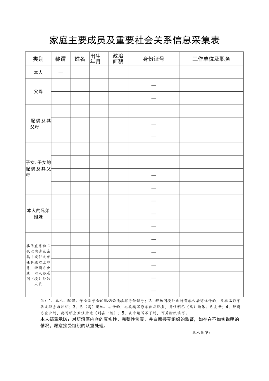 家庭主要成员及重要社会关系信息采集表.docx_第1页