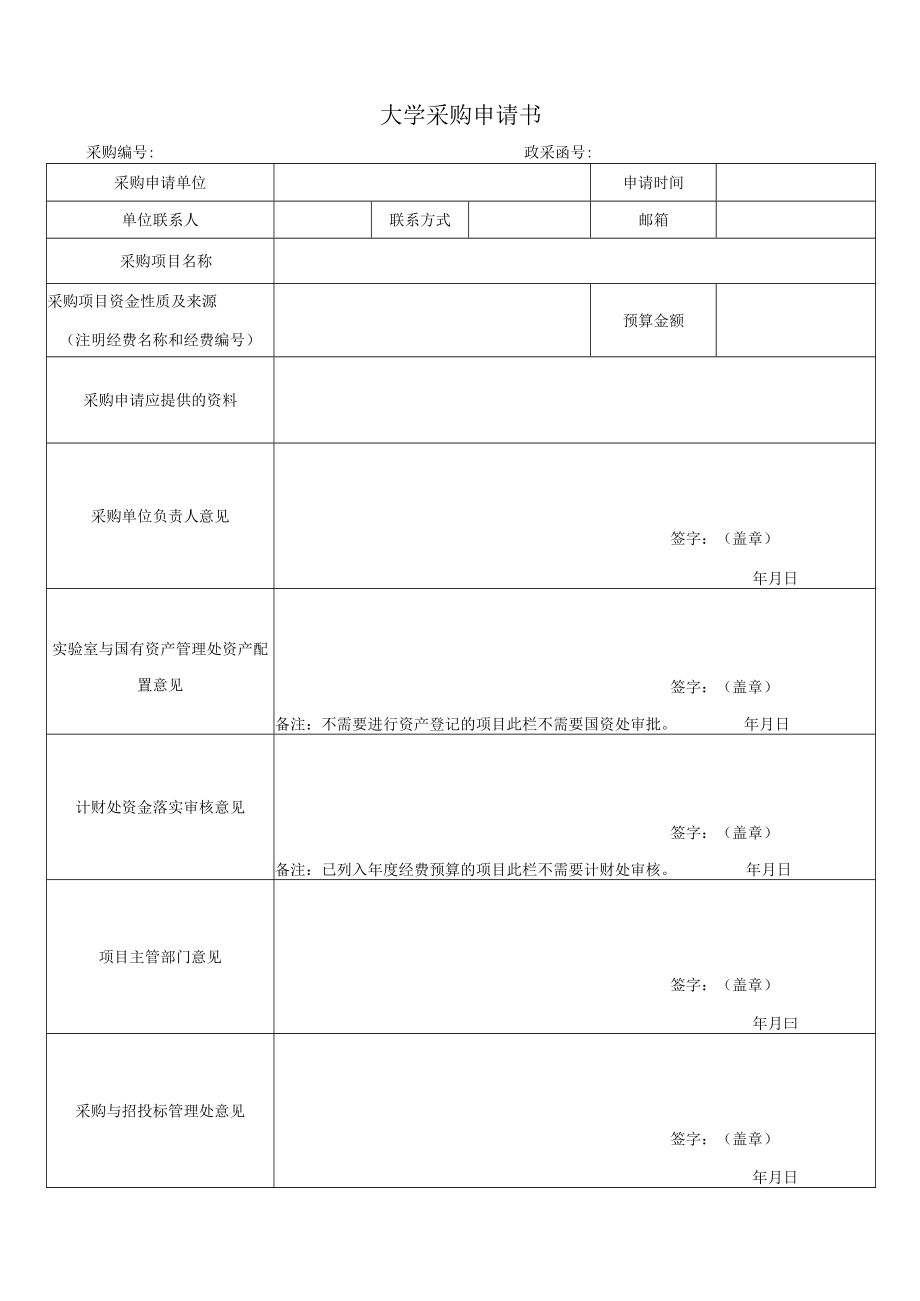 大学采购申请书.docx_第1页