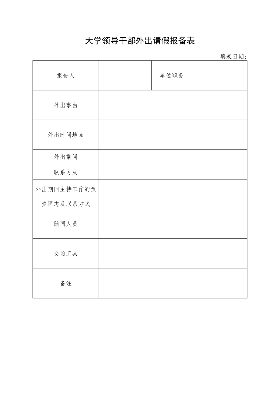 大学领导干部外出请假报备表.docx_第1页