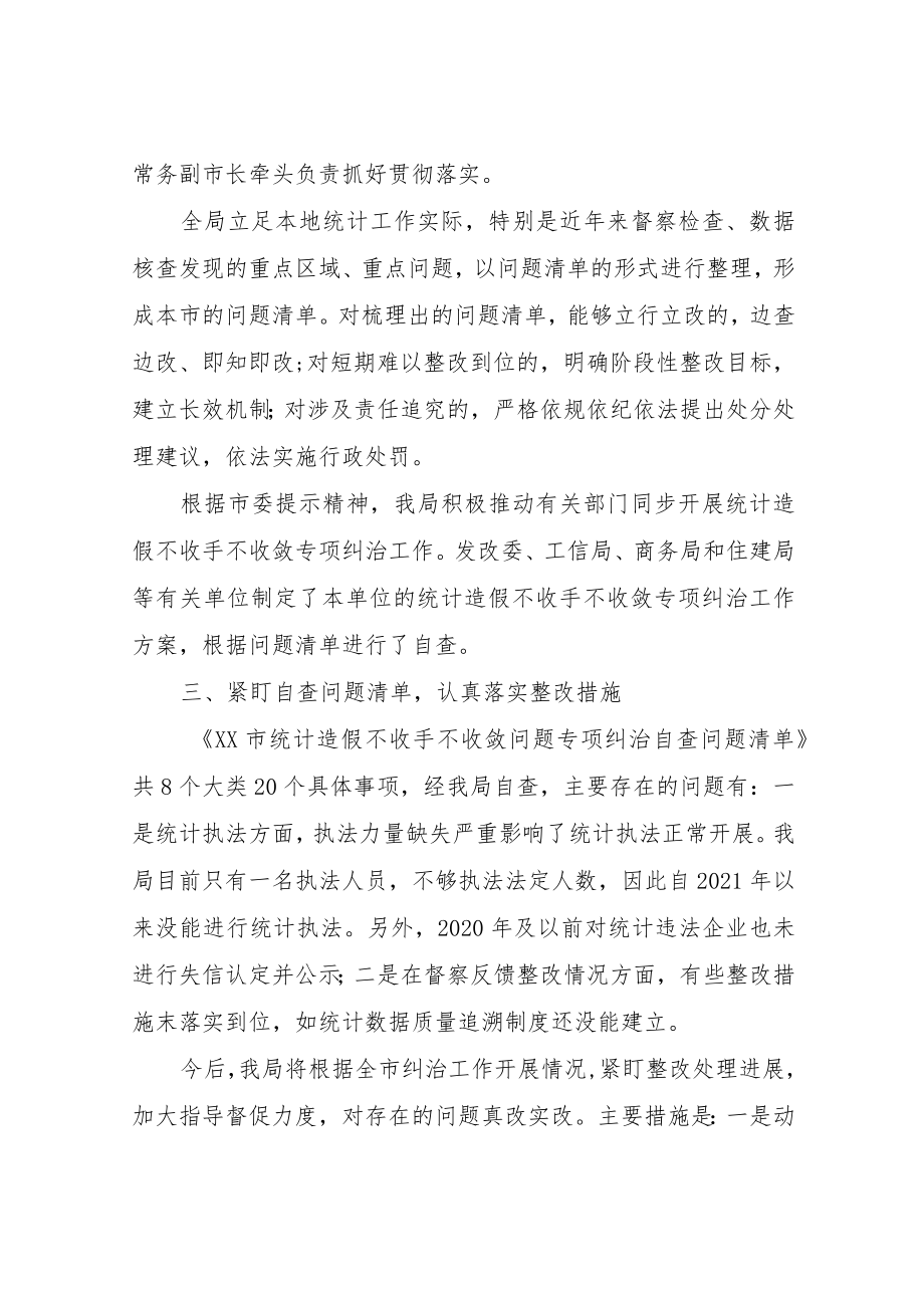 XX市统计造假不收手不收敛问题专项纠治工作总结.docx_第2页