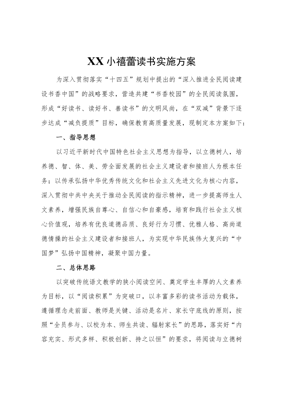 XX小蓓蕾读书实施方案.docx_第1页