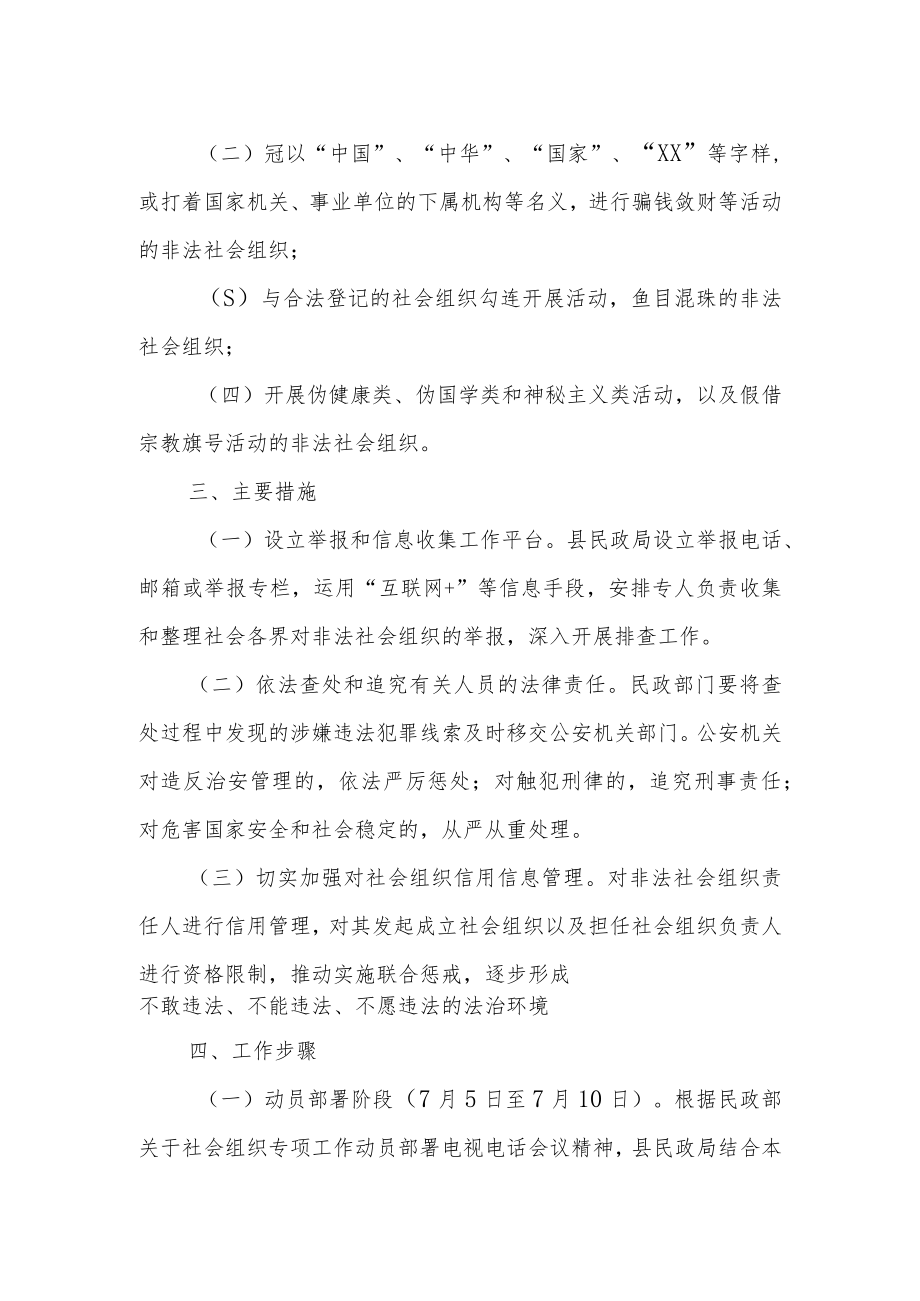 XX县民政局关于开展打击整治非法社会组织专项行动的实施方案.docx_第2页