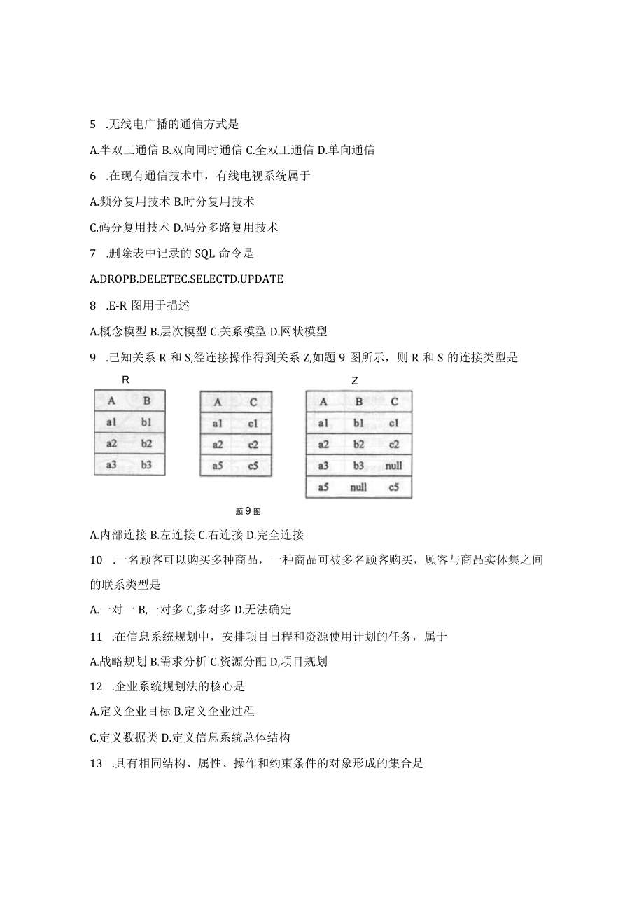 全国2018年10月自考00051《管理系统中计算机应用》真题及答案.docx_第2页