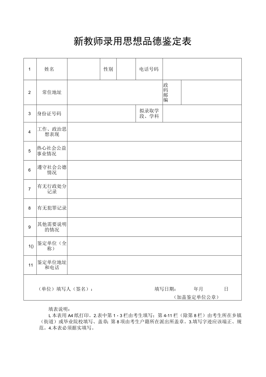 申请人思想品德鉴定表.docx_第1页