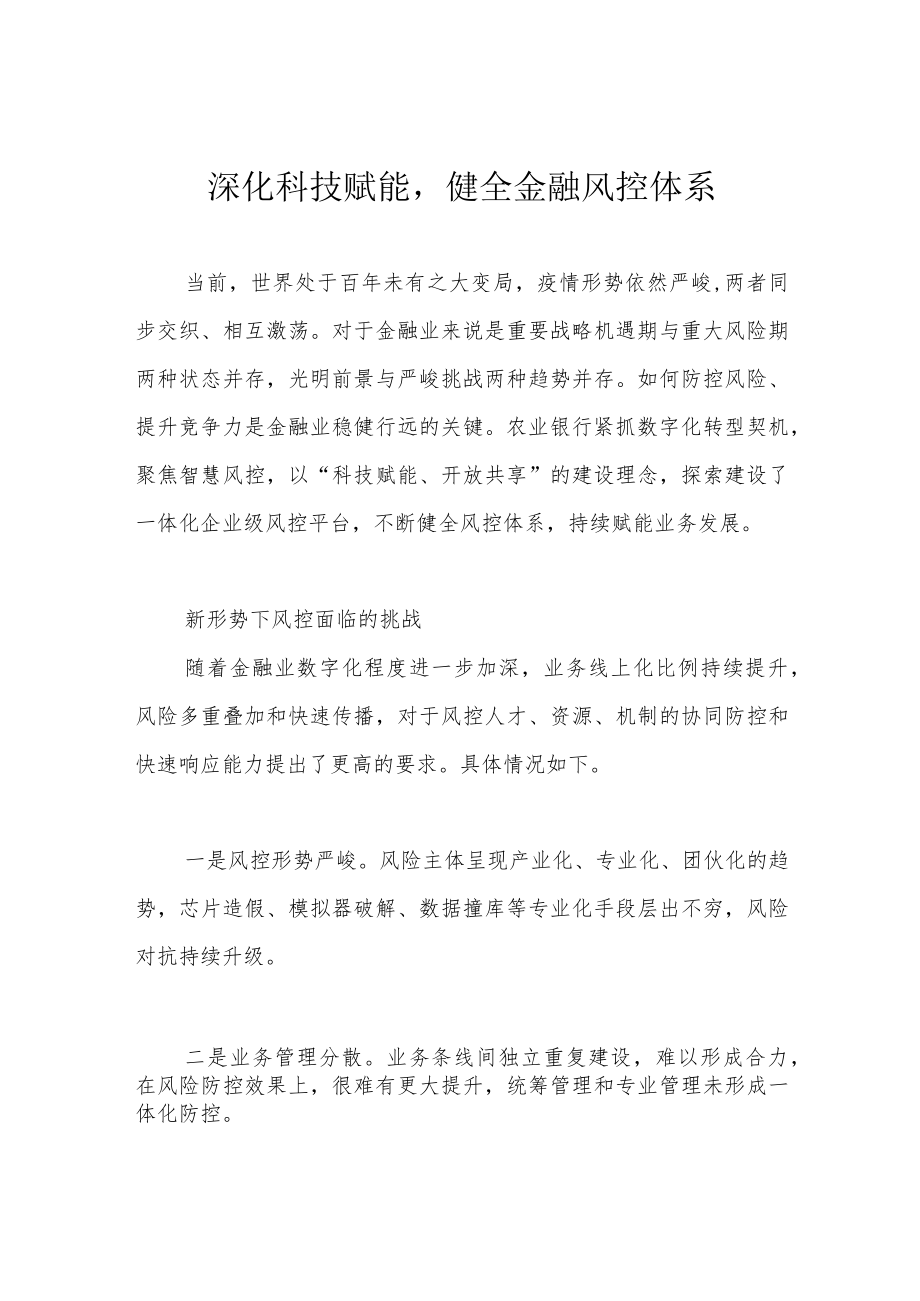 深化科技赋能健全金融风控体系.docx_第1页