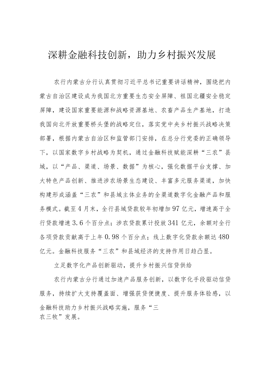 深耕金融科技创新助力乡村振兴发展.docx_第1页