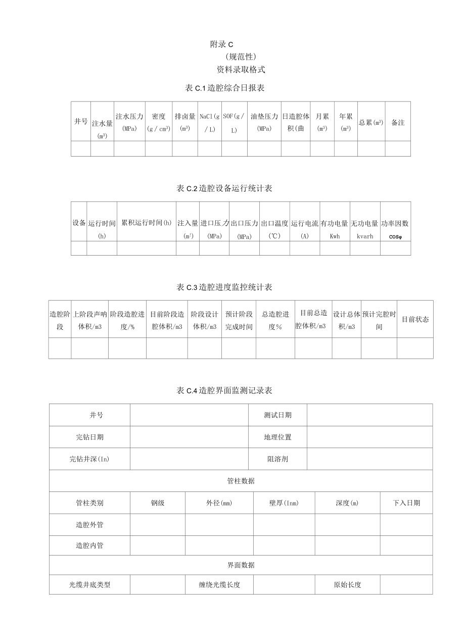 盐穴储气库造腔工程故障征象及处理措施、声呐检测报告、资料录取格式.docx_第3页