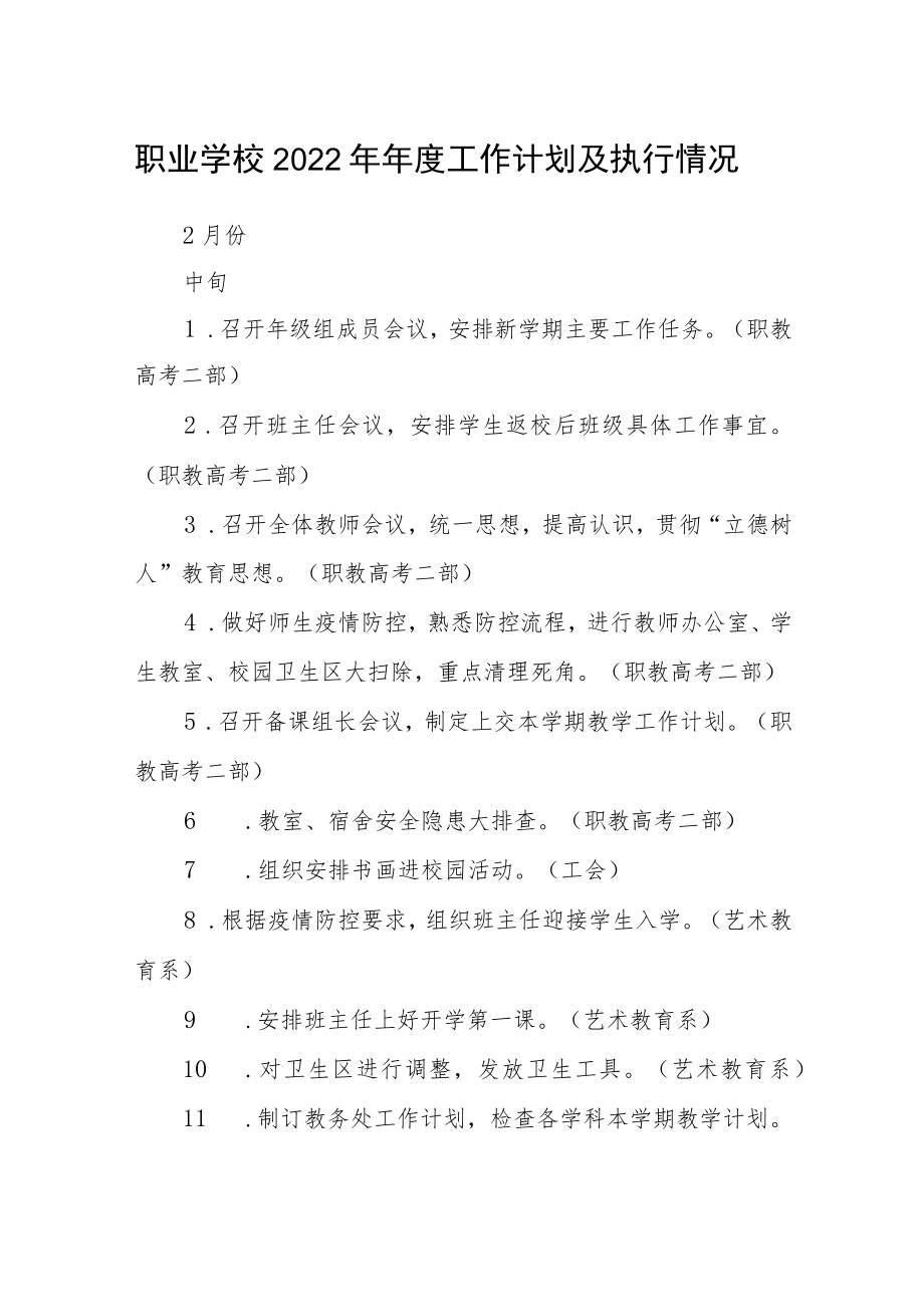 职业学校2022年年度工作计划及执行情况.docx_第1页