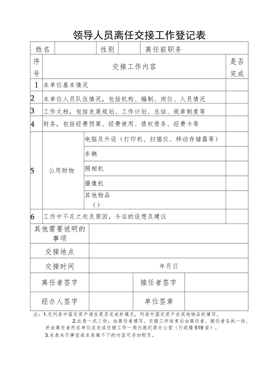 领导干部离任交接工作登记表.docx_第1页