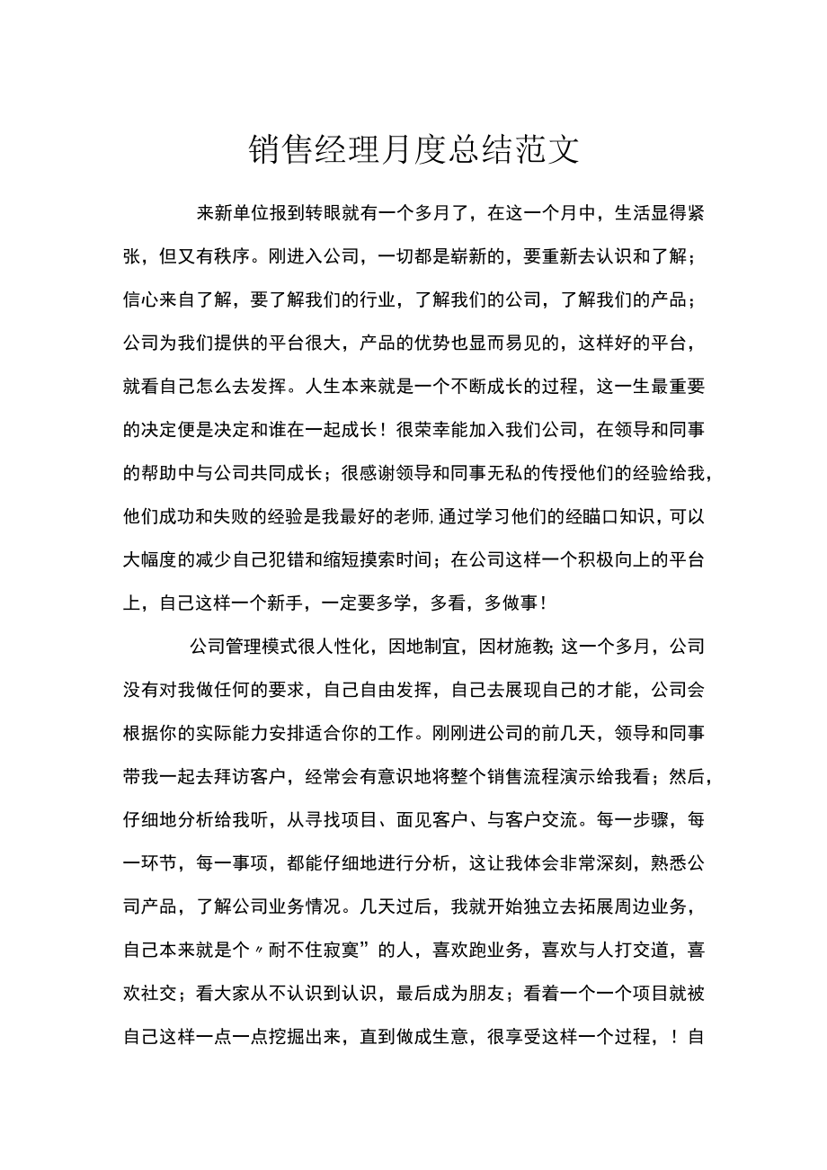 销售经理月度总结范文.docx_第1页