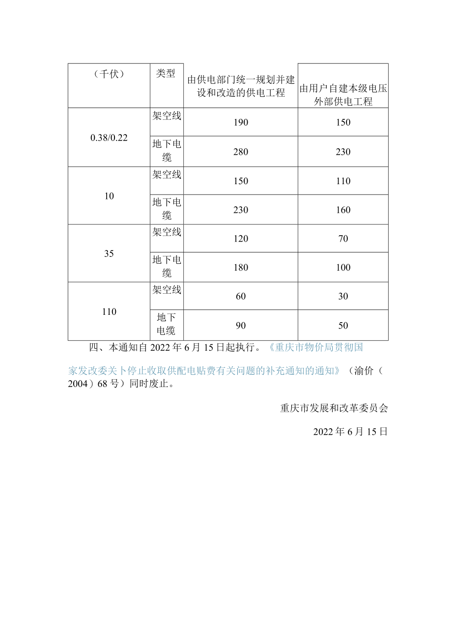 重庆市发展和改革委员会关于降低高可靠性供电费标准的通知.docx_第2页