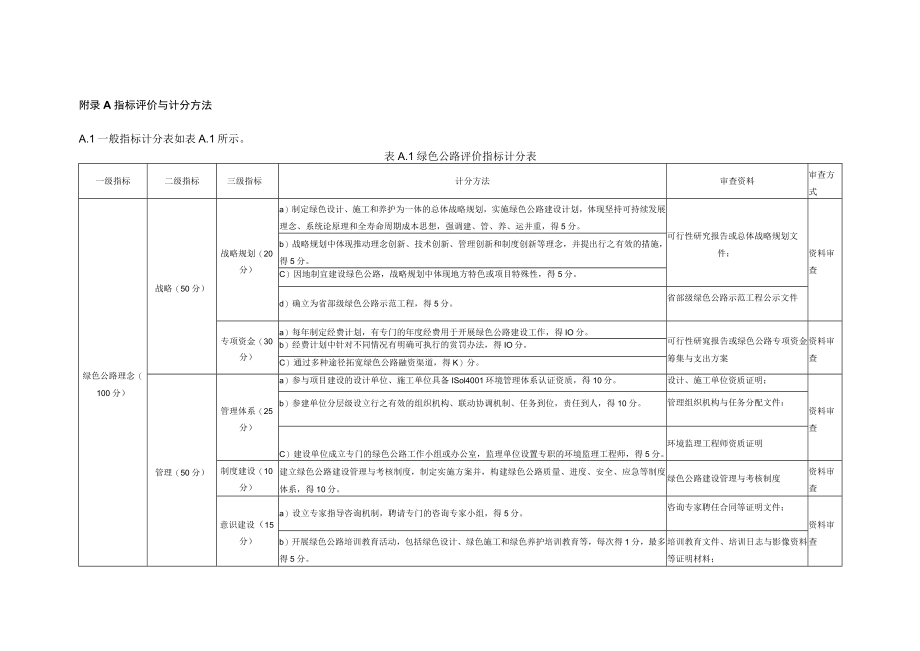 绿色公路指标评价与计分方法、可不参评指标的限制性条件.docx_第1页