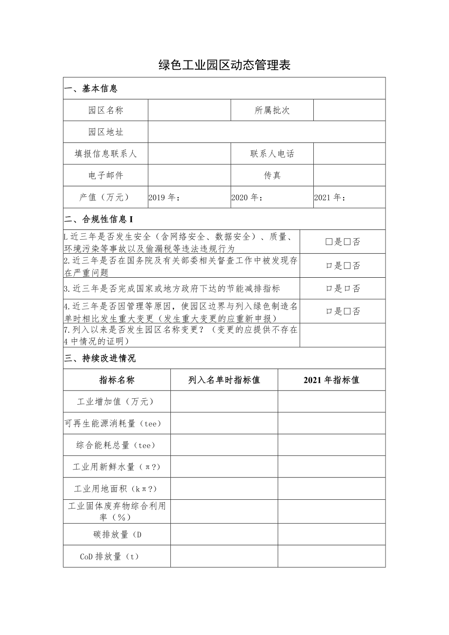 绿色工业园区动态管理表.docx_第1页