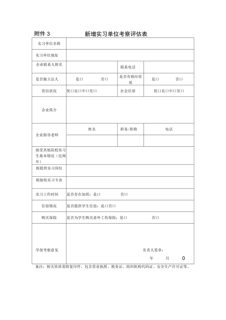 附件3 新增实习单位考察评估表.docx_第1页