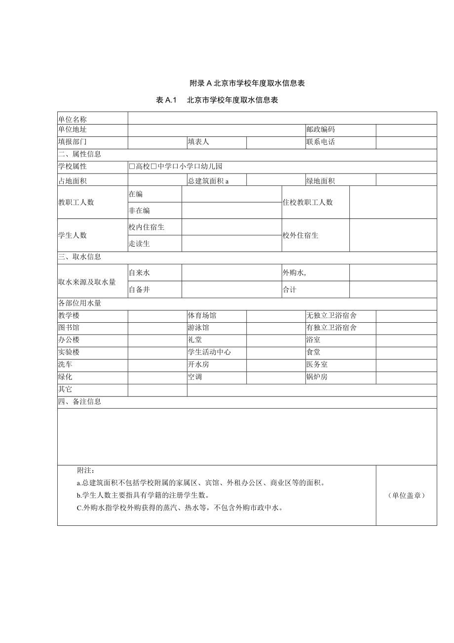 北京市学校年度取水信息表.docx_第1页