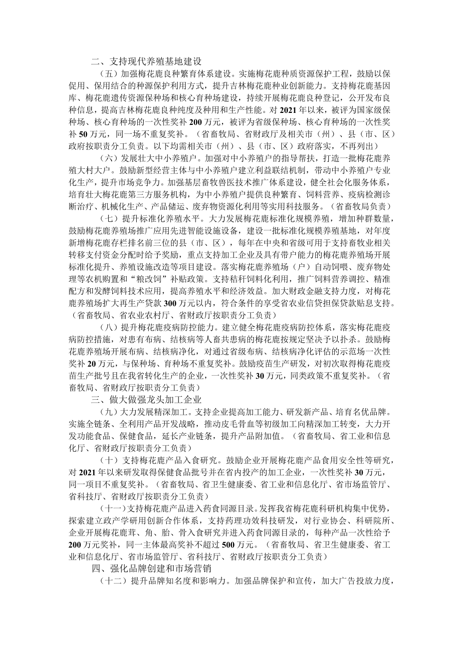 吉林省人民政府办公厅关于加快梅花鹿产业发展的意见.docx_第2页