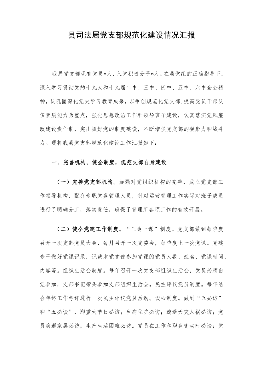 县司法局党支部规范化建设情况汇报.docx_第1页