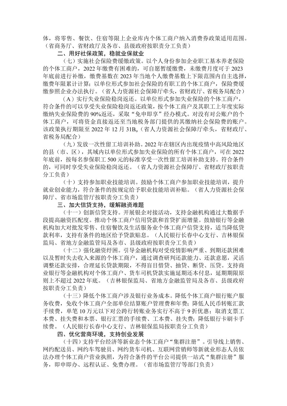 吉林省人民政府办公厅关于进一步助力个体工商户纾困解难健康发展若干措施的通知.docx_第2页