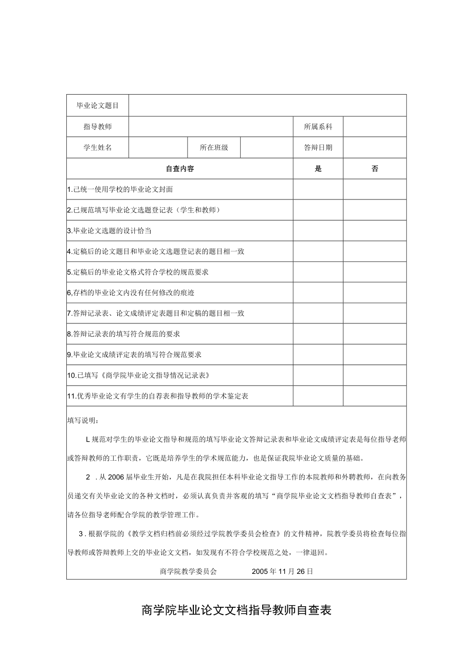 商学院毕业论文文档指导教师自查表.docx_第1页