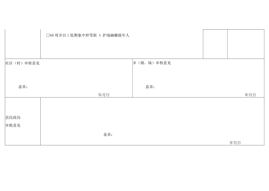 困难老年人政府购买居家养老服务申请审批表.docx_第2页