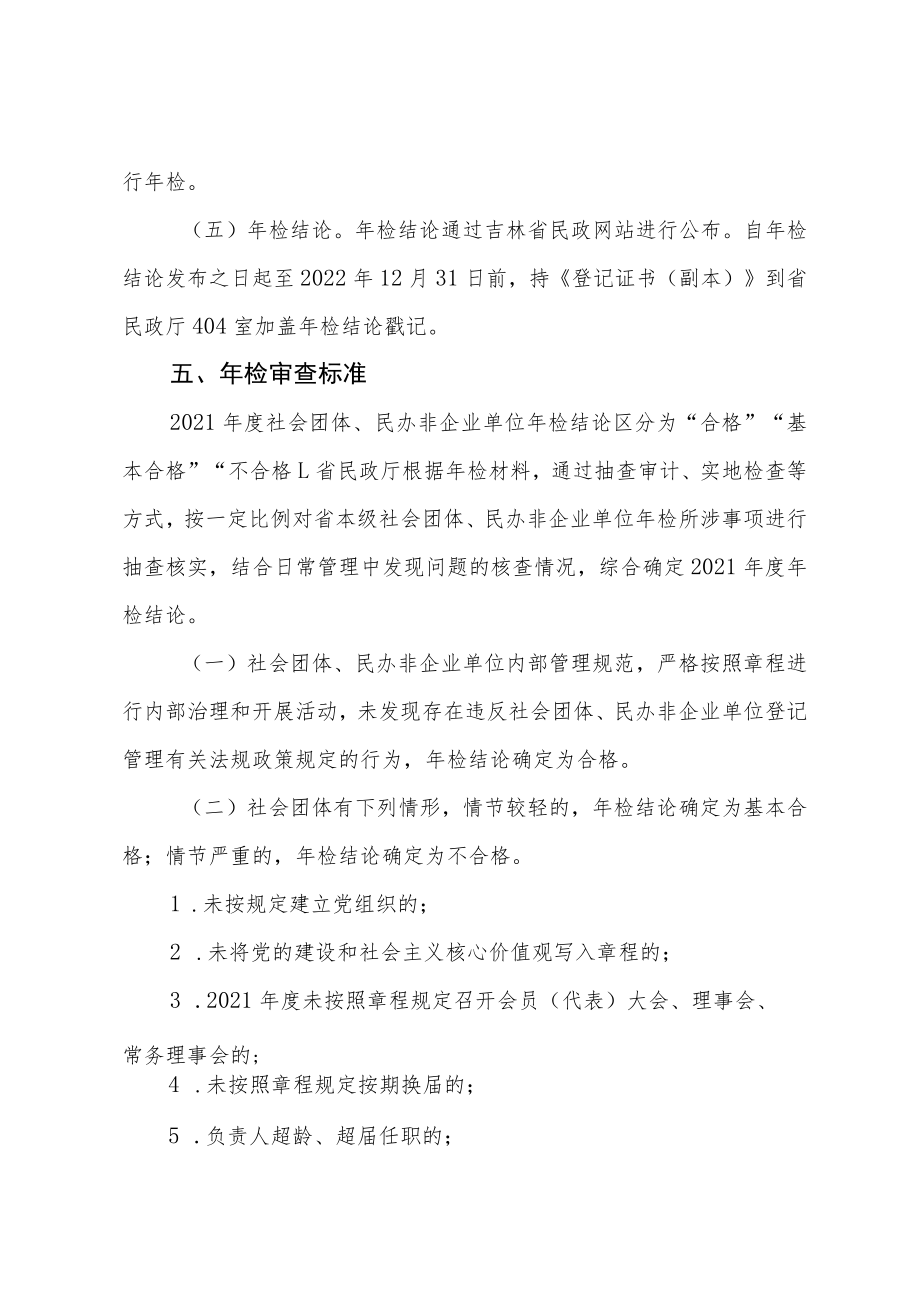 吉林省民政厅关于实施2021年度省本级社会团体、民办非企业单位年度检查的函.docx_第3页