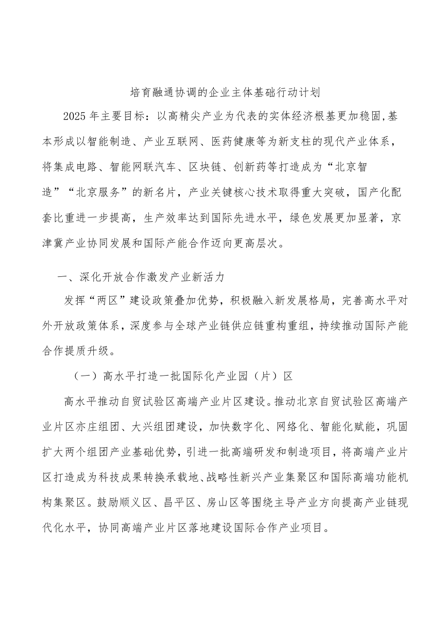 培育融通协调的企业主体基础行动计划.docx_第1页