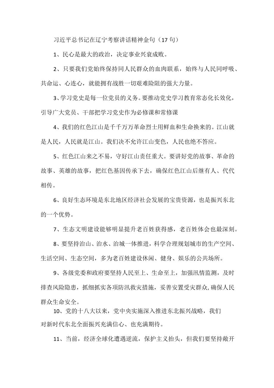 在辽宁考察讲话精神金句17句.docx_第1页