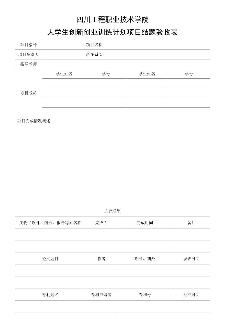 四川工程职业技术学院大学生创新创业训练计划项目结题验收表.docx_第1页